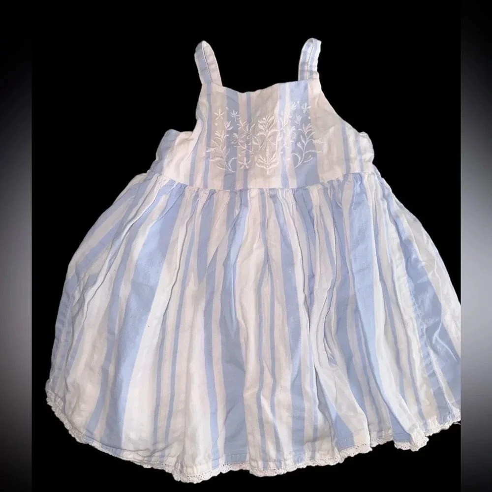 EUC Little Me 18m Blue And White Stripped dress with Diaper Cover.